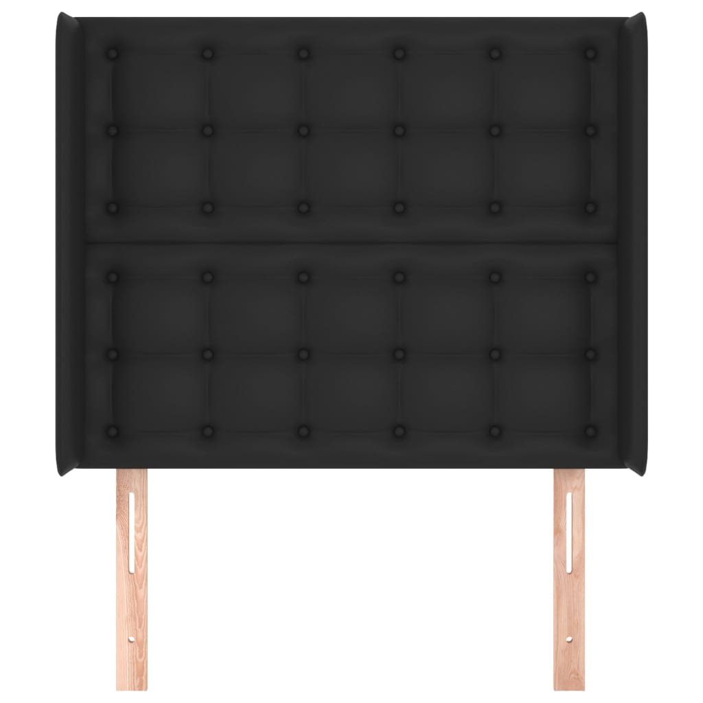 Uzglavlje s ušima crno 83x16x118/128 cm od umjetne kože
