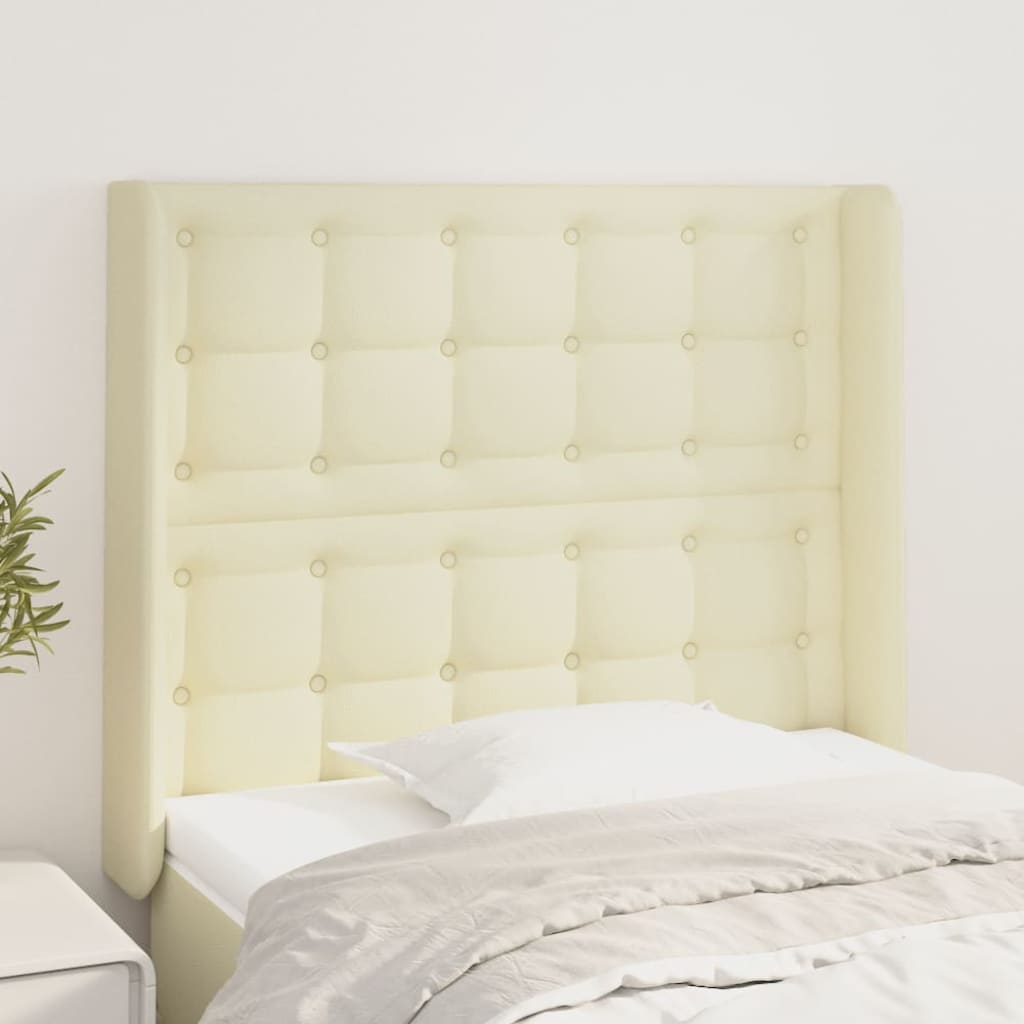 Uzglavlje s ušima krem 83x16x118/128 cm od umjetne kože