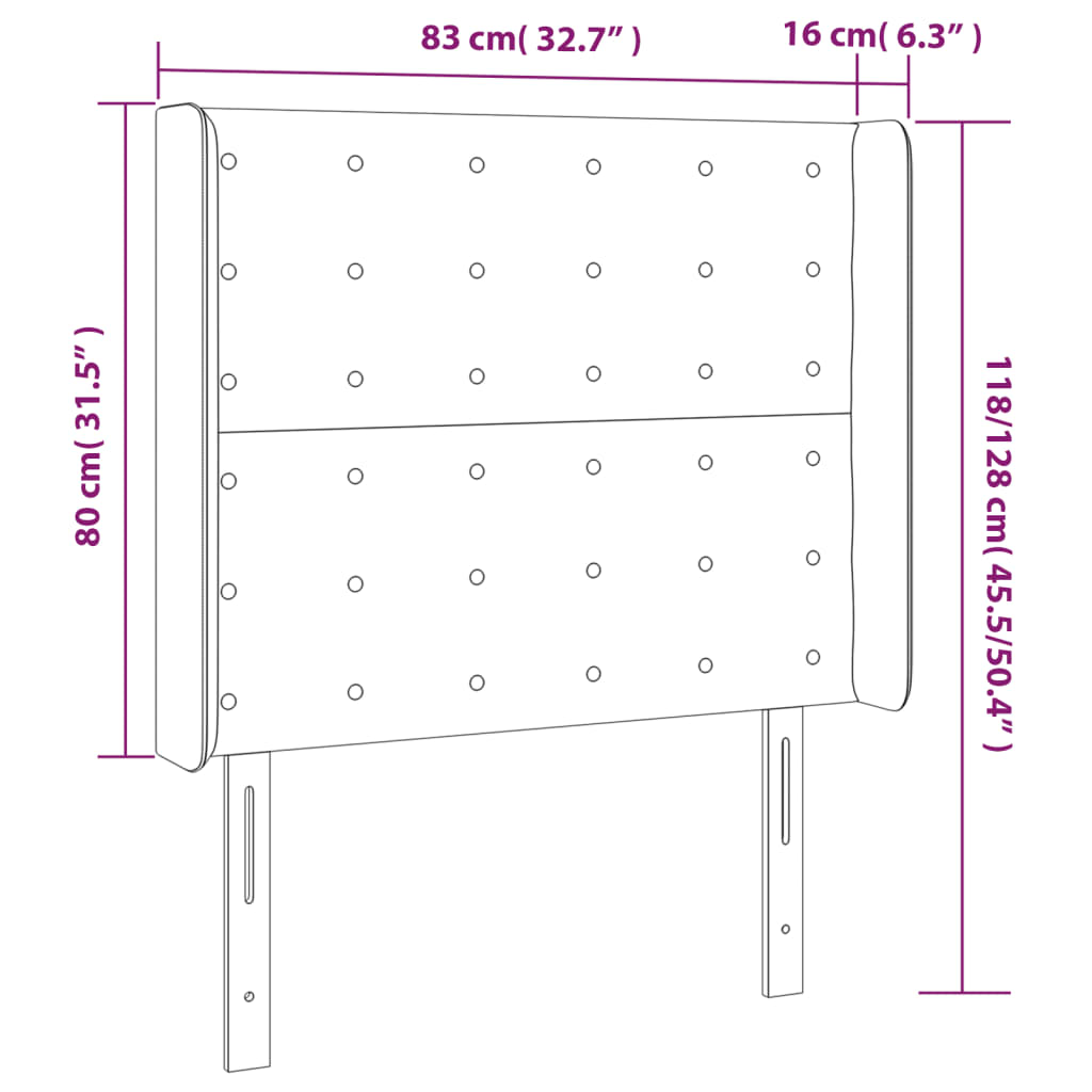 Uzglavlje s ušima sivo 83x16x118/128 cm od umjetne kože