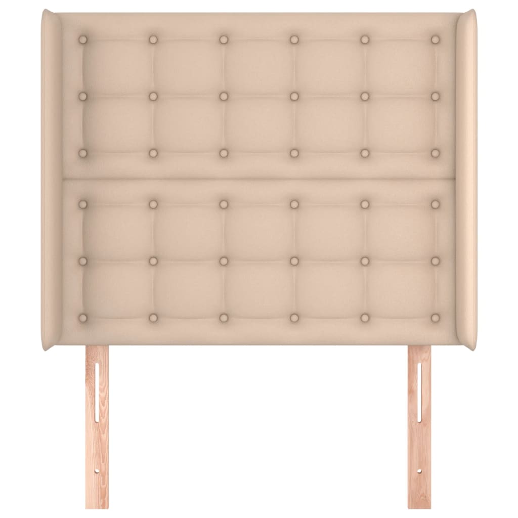 Uzglavlje s ušima boja cappuccina 103x16x118/128cm umjetna koža