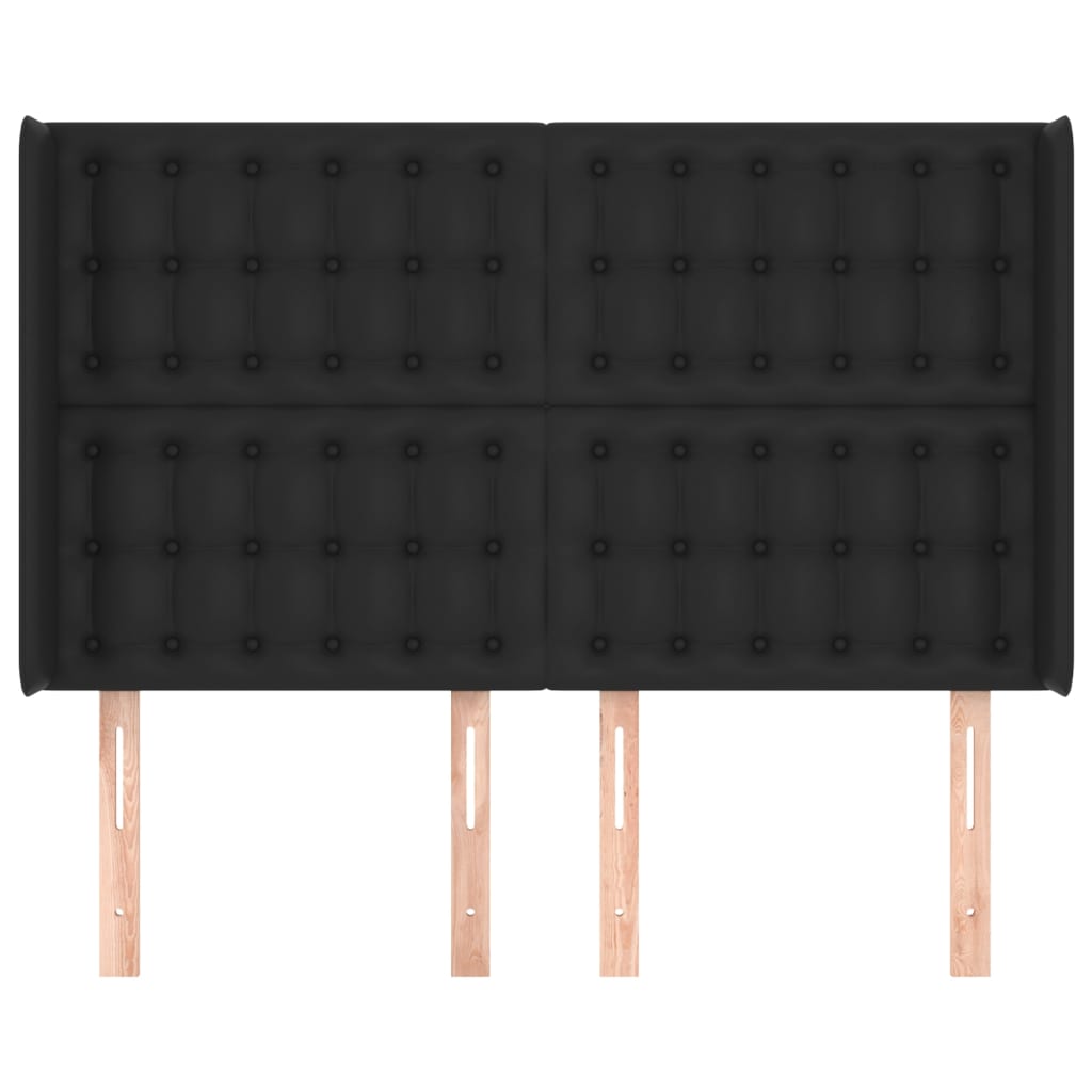 Uzglavlje s ušima crno 147x16x118/128 cm od umjetne kože