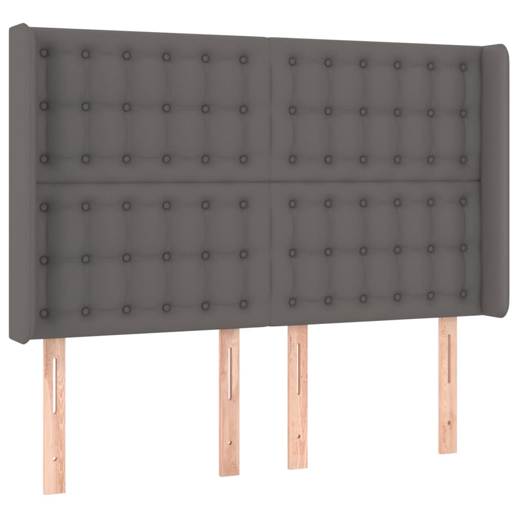 Uzglavlje s ušima sivo 147x16x118/128 cm od umjetne kože