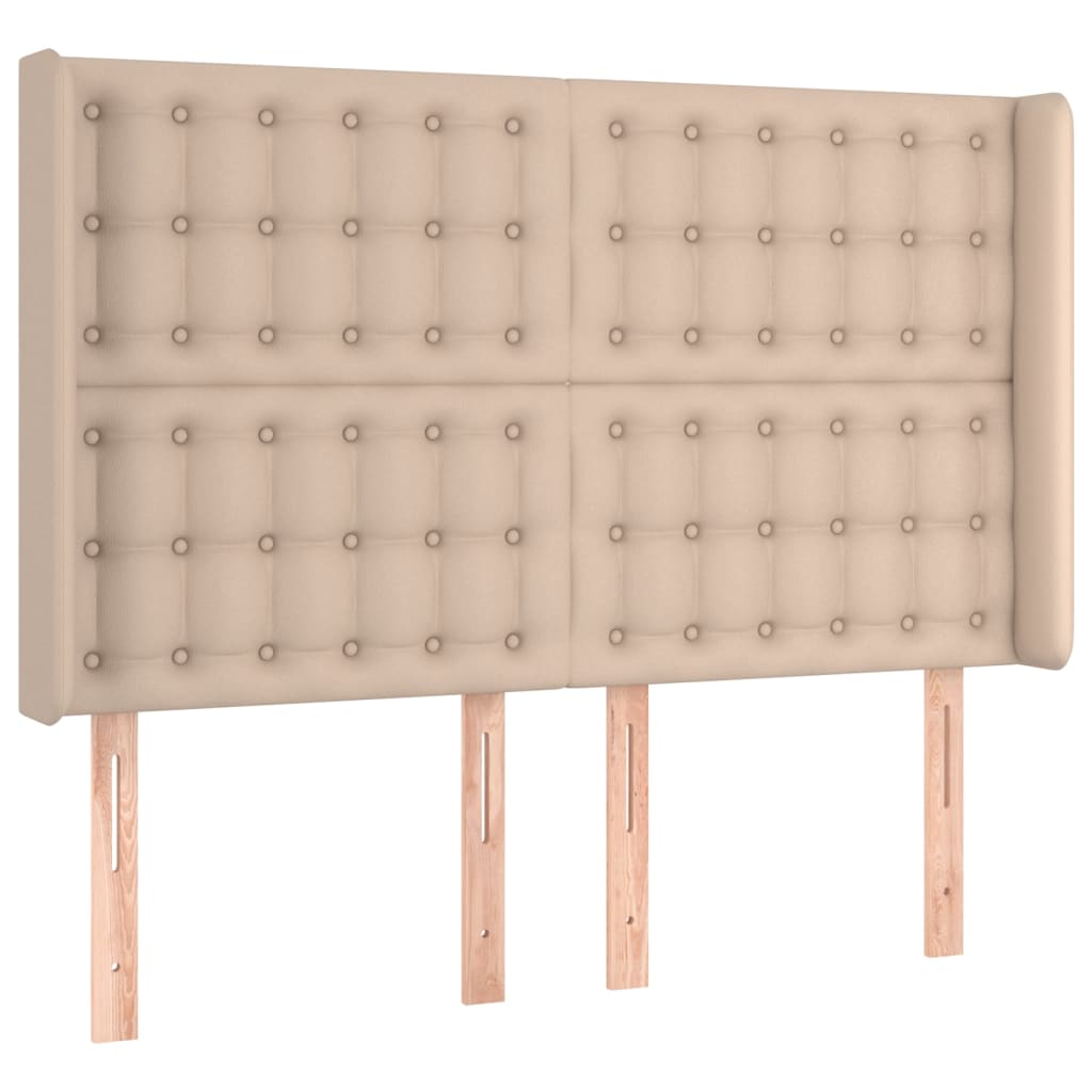 Uzglavlje s ušima boja cappuccina 147x16x118/128cm umjetna koža