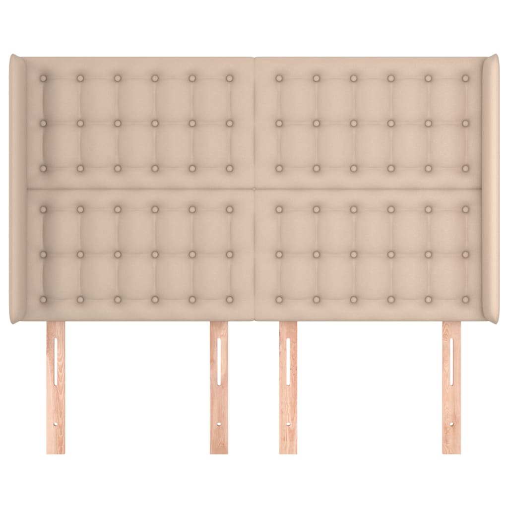 Uzglavlje s ušima boja cappuccina 147x16x118/128cm umjetna koža