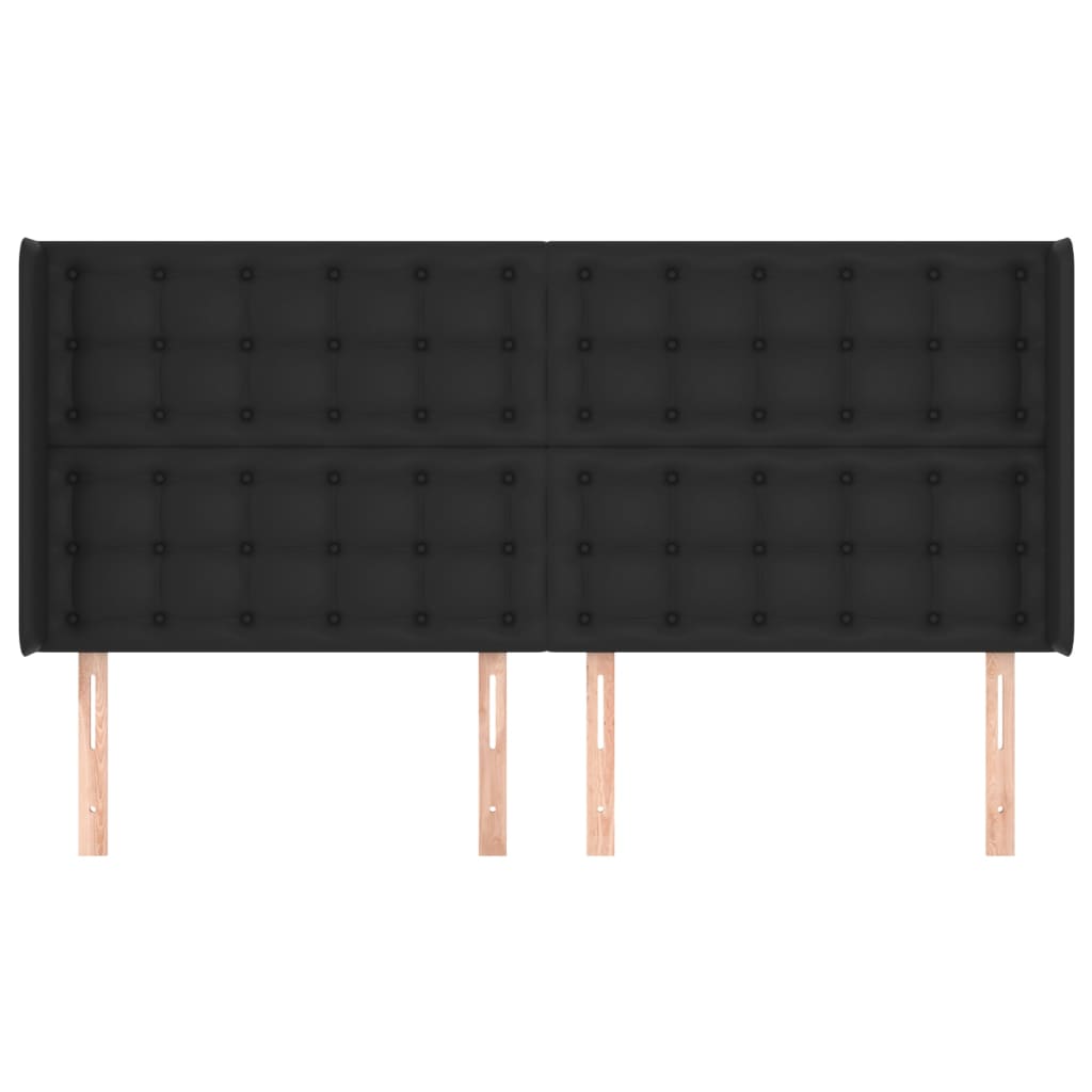 Uzglavlje s ušima crno 183x16x118/128 cm od umjetne kože