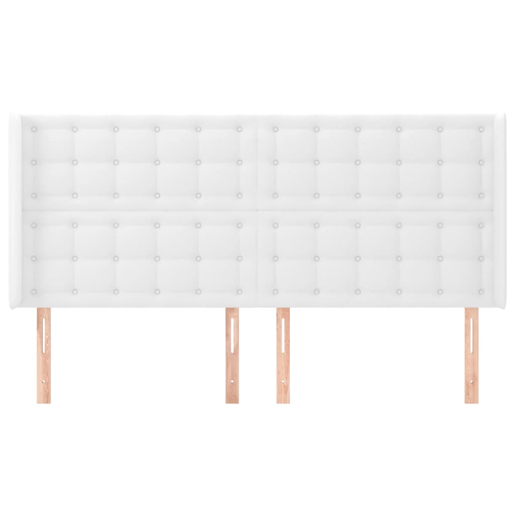 Uzglavlje s ušima bijelo 183x16x118/128 cm od umjetne kože