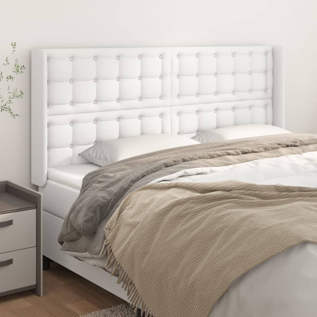 Uzglavlje s ušima bijelo 203x16x118/128 cm od umjetne kože