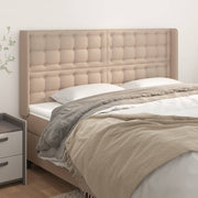 Uzglavlje s ušima boja cappuccina 203x16x118/128cm umjetna koža
