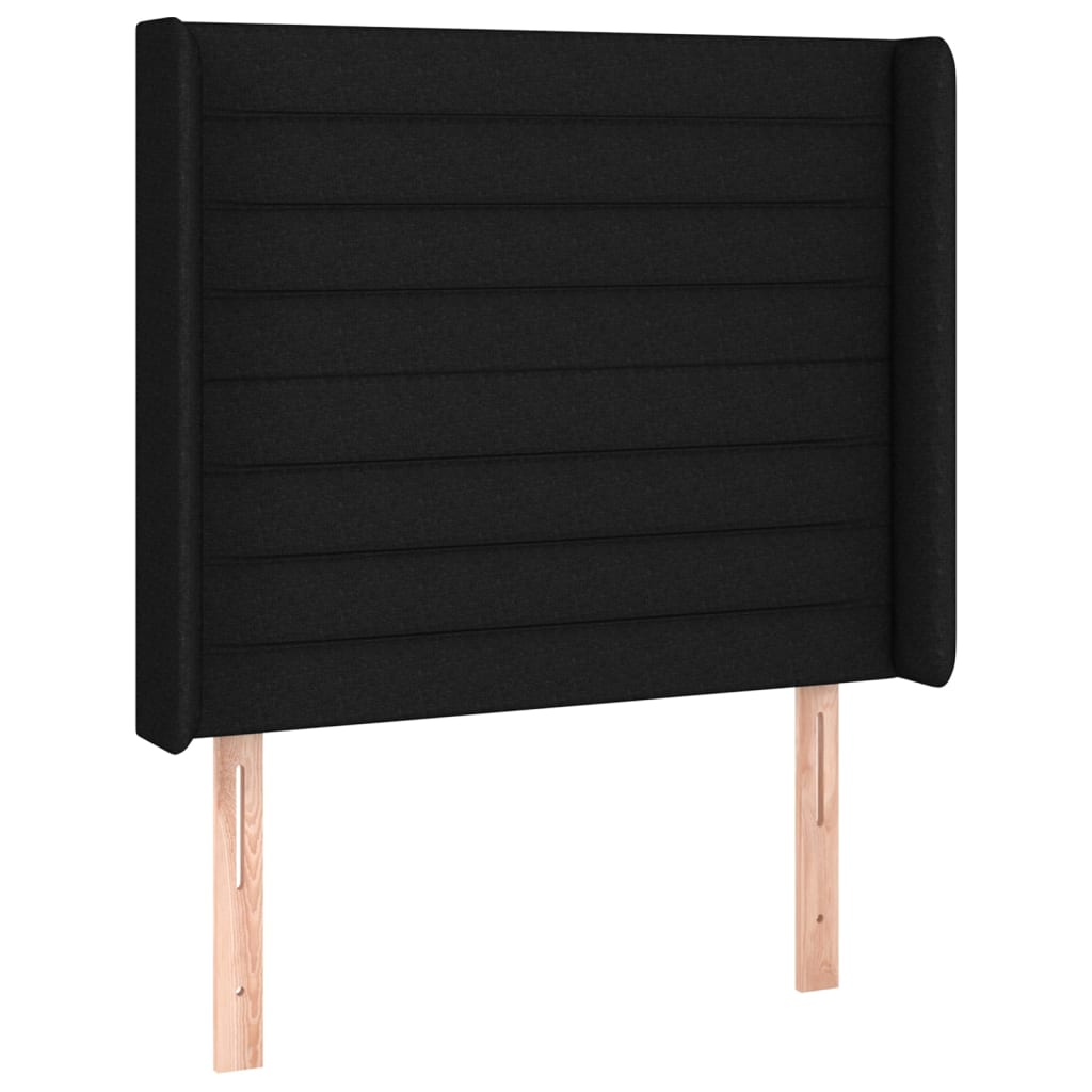 Uzglavlje s ušima crno 83x16x118/128 cm od tkanine