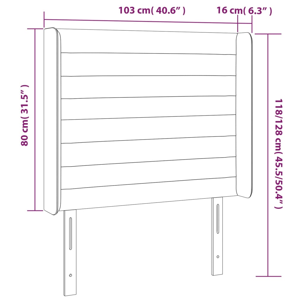Uzglavlje s ušima krem 103x16x118/128 cm od tkanine