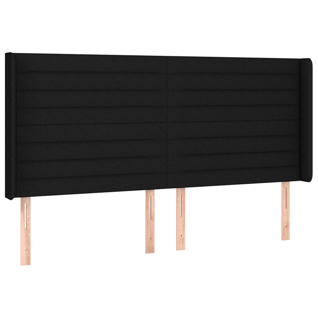 Uzglavlje s ušima crno 183x16x118/128 cm od tkanine