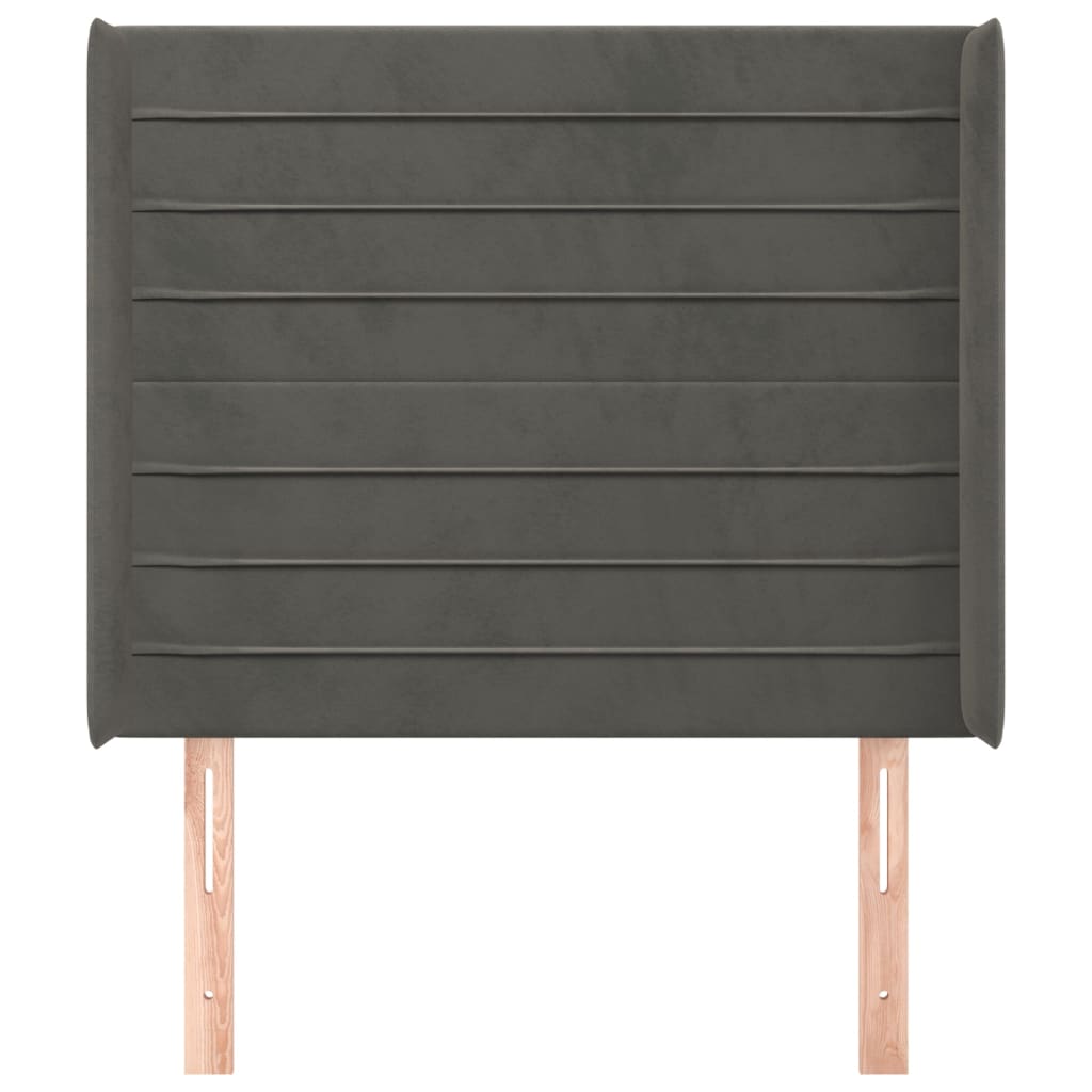 Uzglavlje s ušima tamnosivo 83x16x118/128 cm baršunasto
