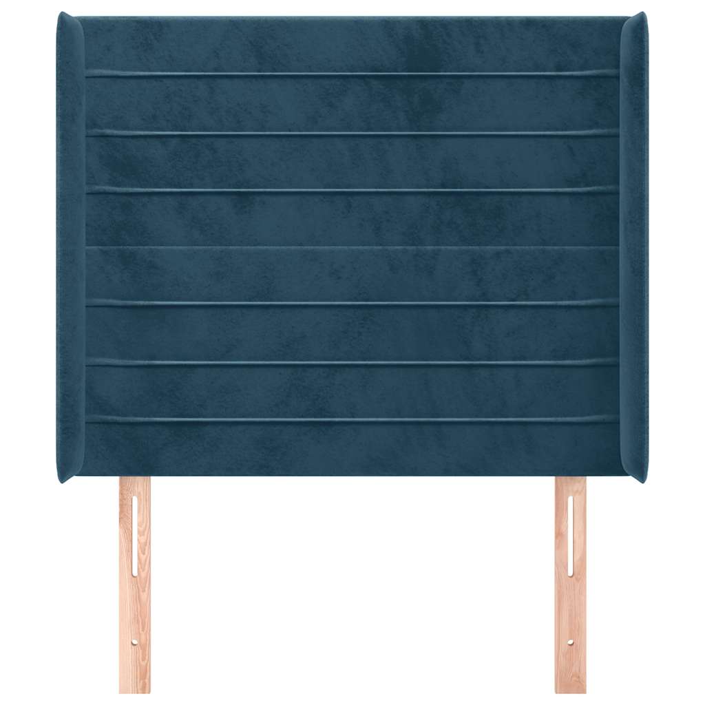 Uzglavlje s ušima tamnoplavo 93x16x118/128 cm baršunasto