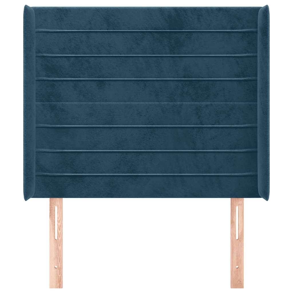 Uzglavlje s ušima tamnoplavo 103x16x118/128 cm baršunasto