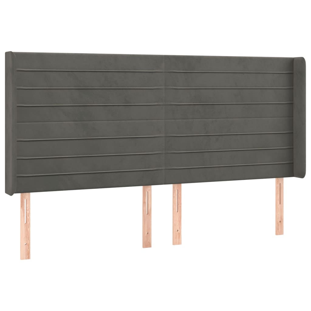 Uzglavlje s ušima tamnosivo 163x16x118/128 cm baršunasto