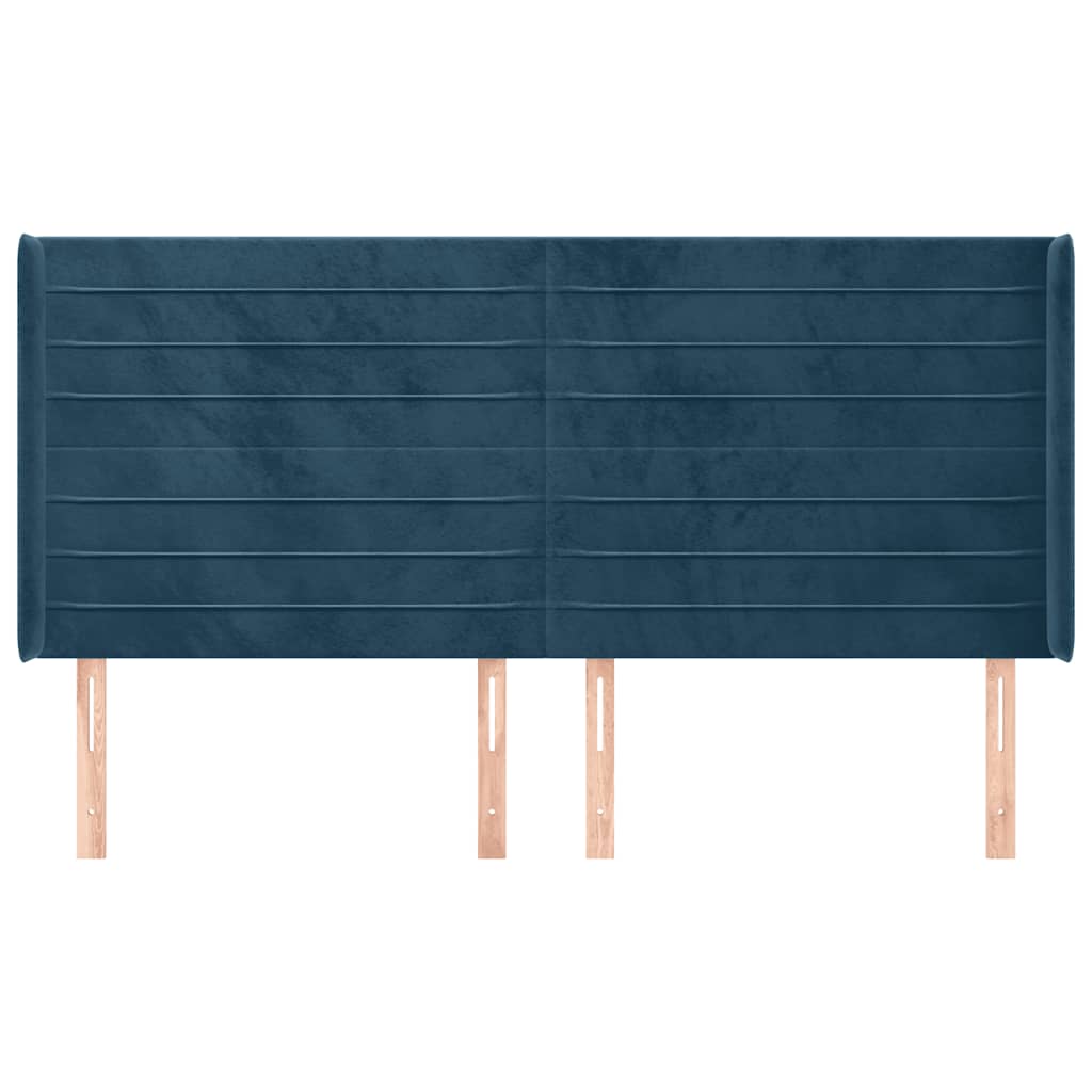 Uzglavlje s ušima tamnoplavo 163x16x118/128 cm baršunasto