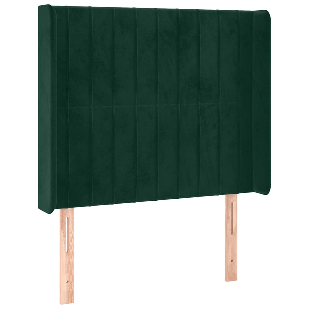 Uzglavlje s ušima tamnozeleno 83x16x118/128 cm baršunasto