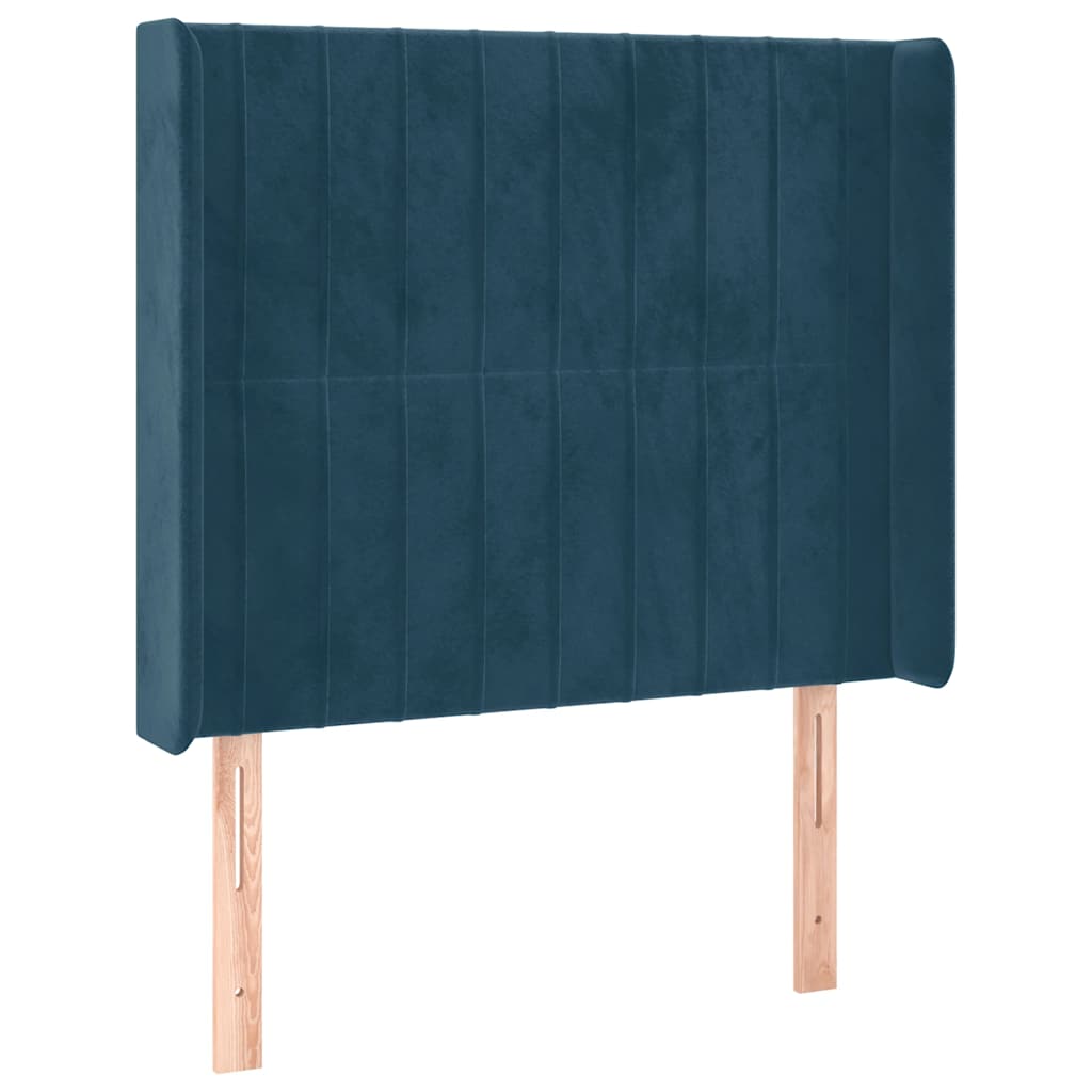 Uzglavlje s ušima tamnoplavo 93x16x118/128 cm baršunasto