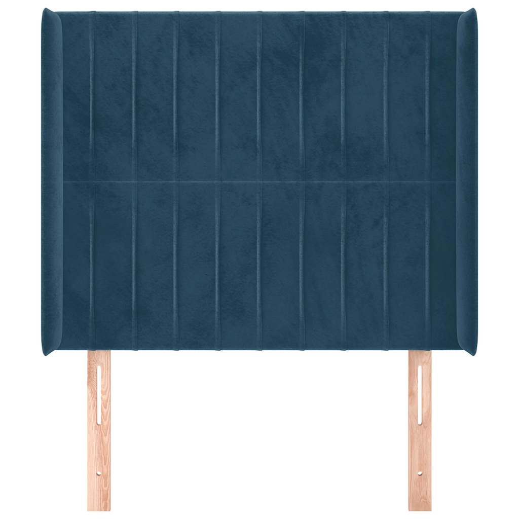 Uzglavlje s ušima tamnoplavo 93x16x118/128 cm baršunasto