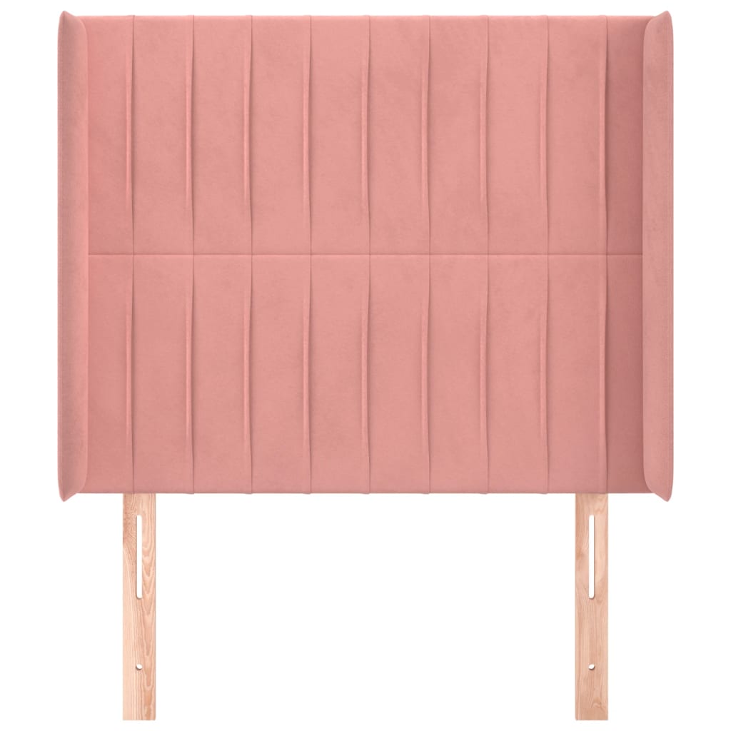 Uzglavlje s ušima ružičasto 93x16x118/128 cm baršunasto