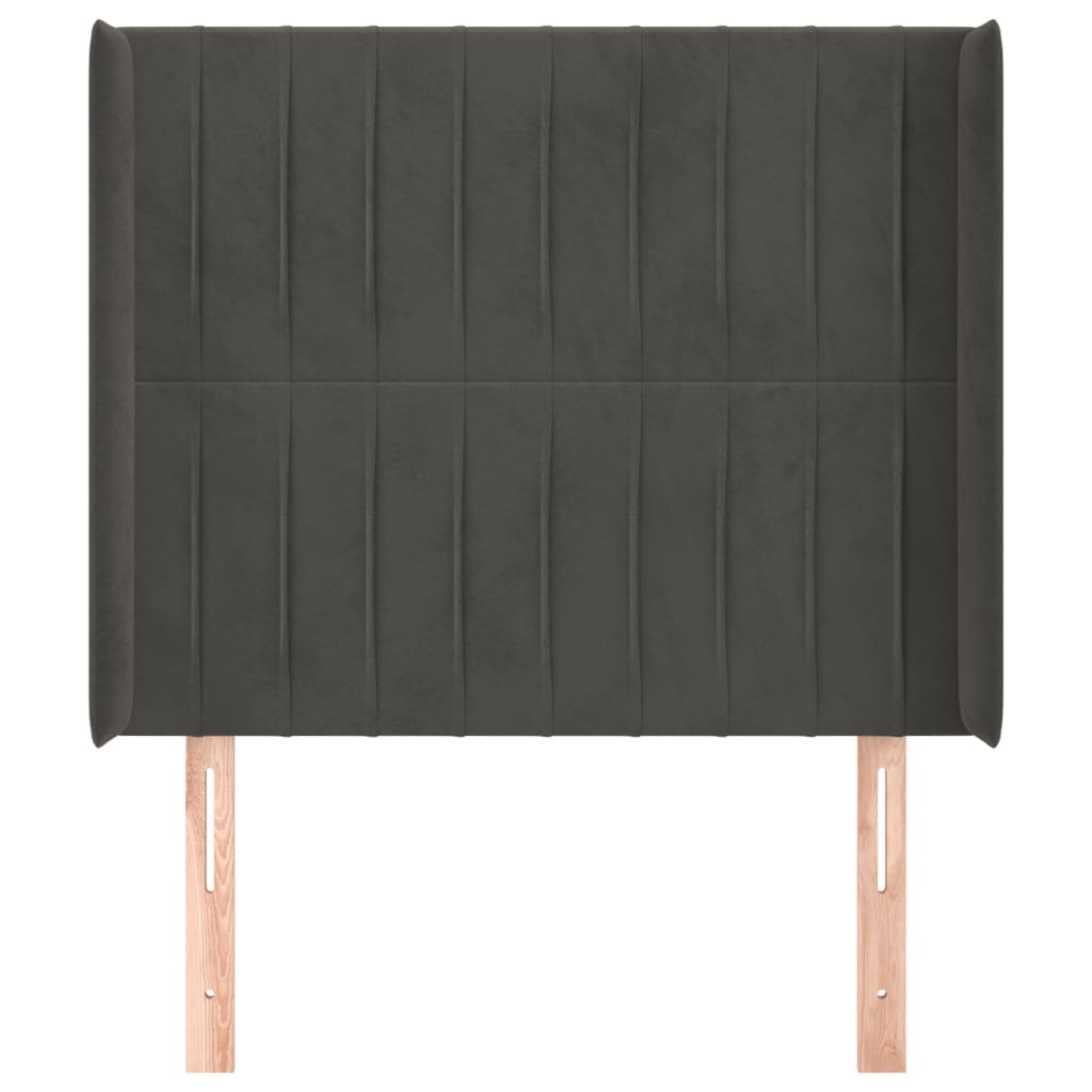 Uzglavlje s ušima tamnosivo 103x16x118/128 cm baršunasto