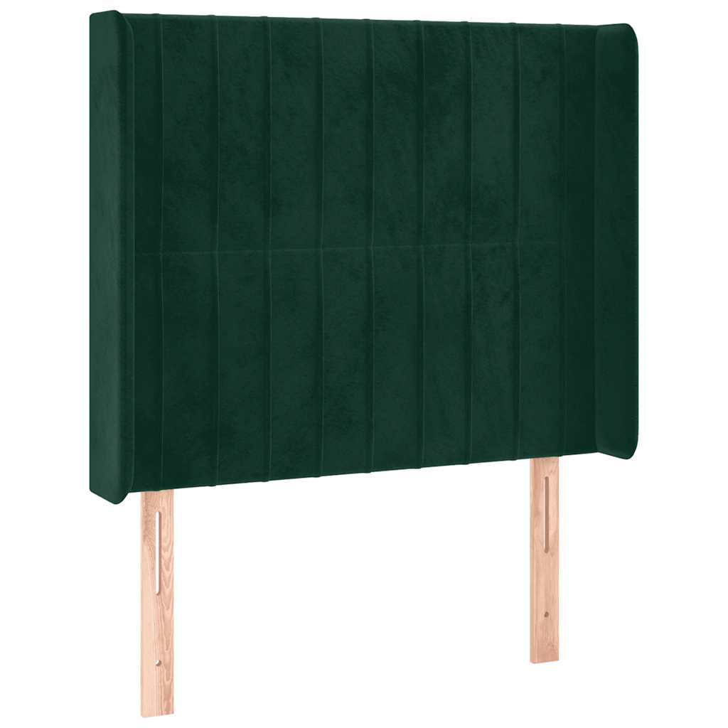 Uzglavlje s ušima tamnozeleno 103x16x118/128 cm baršunasto