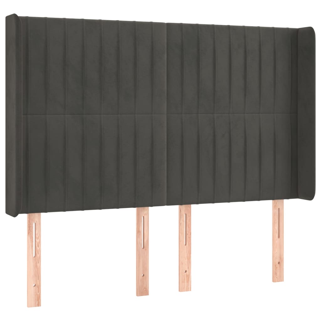 Uzglavlje s ušima tamnosivo 147x16x118/128 cm baršunasto