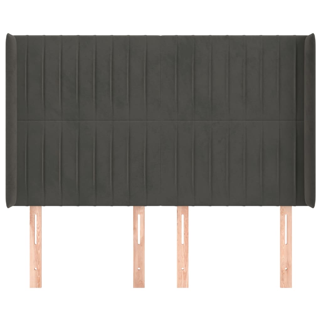 Uzglavlje s ušima tamnosivo 147x16x118/128 cm baršunasto