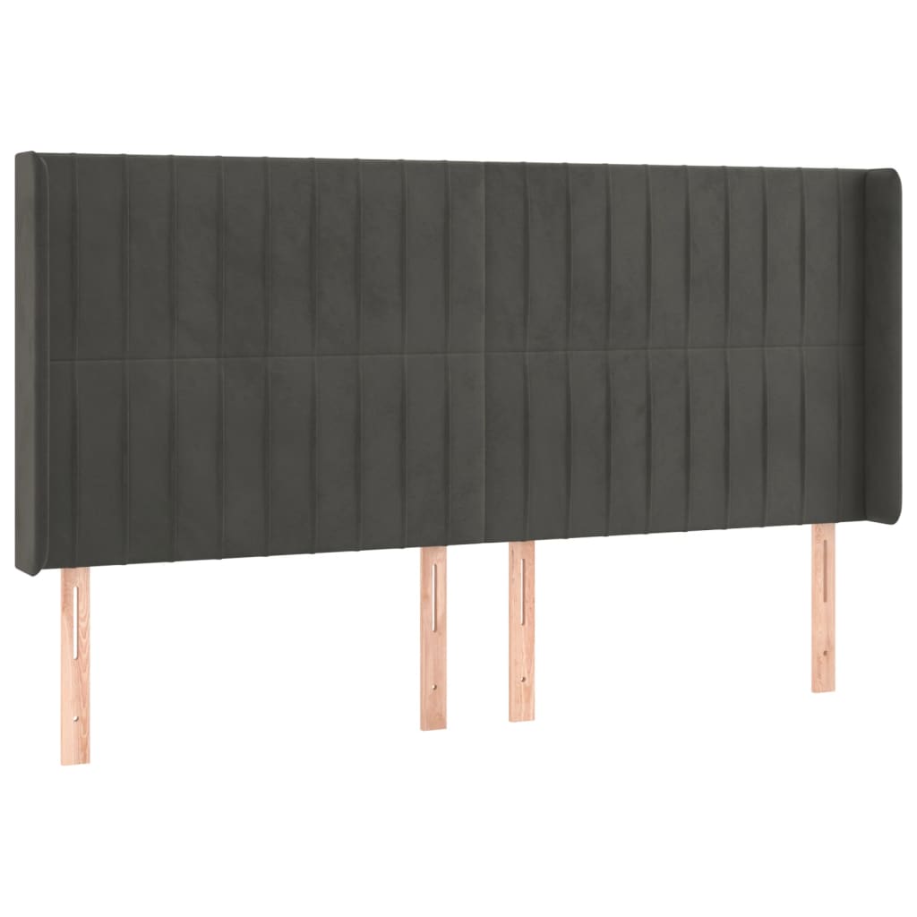 Uzglavlje s ušima tamnosivo 163x16x118/128 cm baršunasto