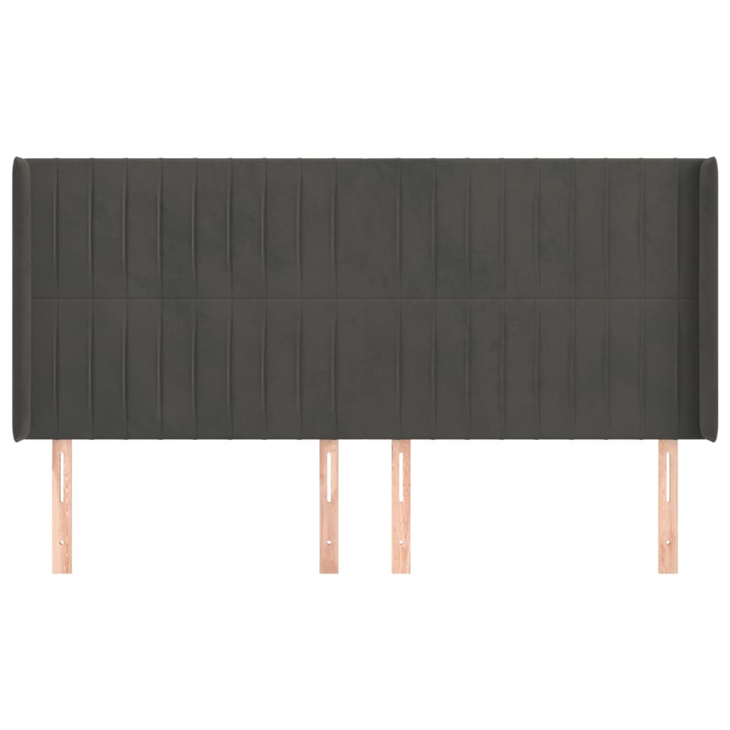Uzglavlje s ušima tamnosivo 163x16x118/128 cm baršunasto