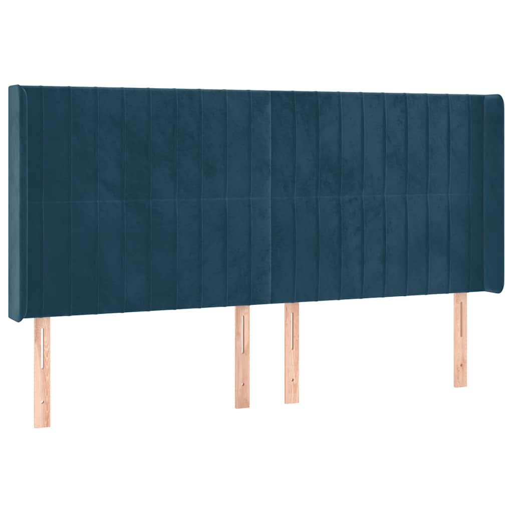 Uzglavlje s ušima tamnoplavo 163x16x118/128 cm baršunasto