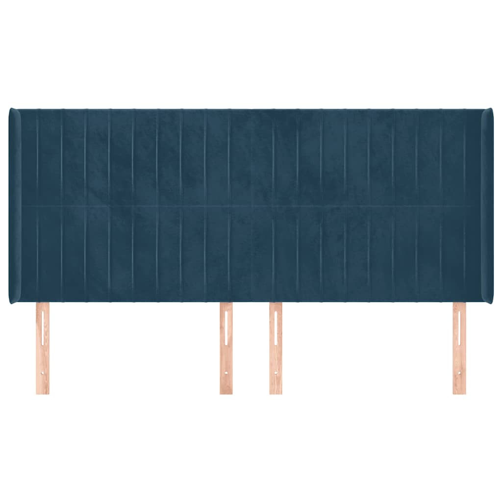 Uzglavlje s ušima tamnoplavo 163x16x118/128 cm baršunasto