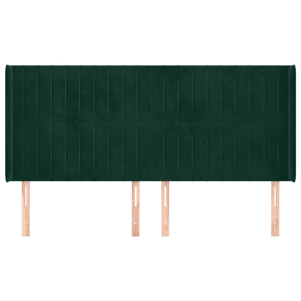Uzglavlje s ušima tamnozeleno 183x16x118/128 cm baršunasto