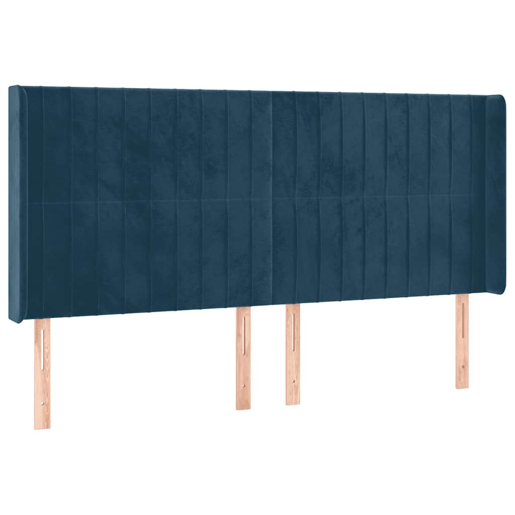 Uzglavlje s ušima tamnoplavo 203x16x118/128 cm baršunasto