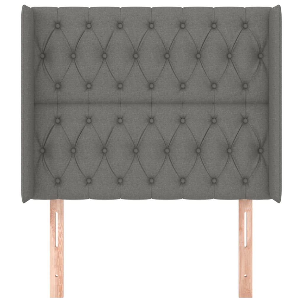 Uzglavlje s ušima tamnosivo 93x16x118/128 cm od tkanine