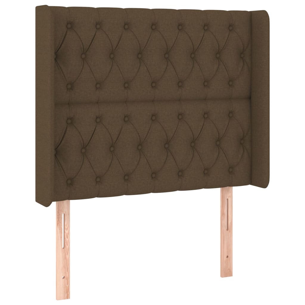 Uzglavlje s ušima tamnosmeđe 93x16x118/128 cm od tkanine