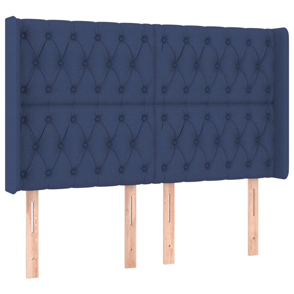 Uzglavlje s ušima plavo 147x16x118/128 cm od tkanine