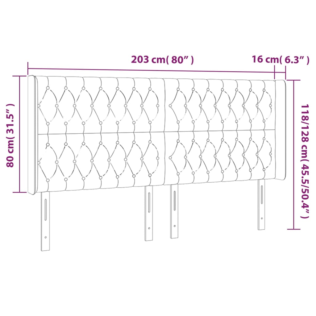 Uzglavlje s ušima krem 203x16x118/128 cm od tkanine