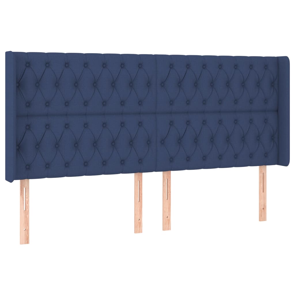 Uzglavlje s ušima plavo 203x16x118/128 cm od tkanine