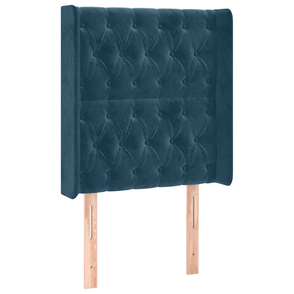 Uzglavlje s ušima tamnoplavo 83x16x118/128 cm baršunasto