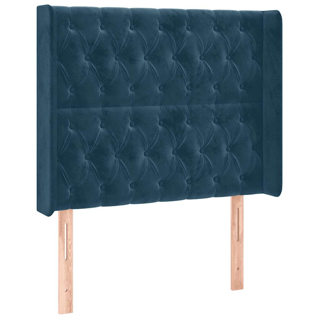 Uzglavlje s ušima tamnoplavo 103x16x118/128 cm baršunasto
