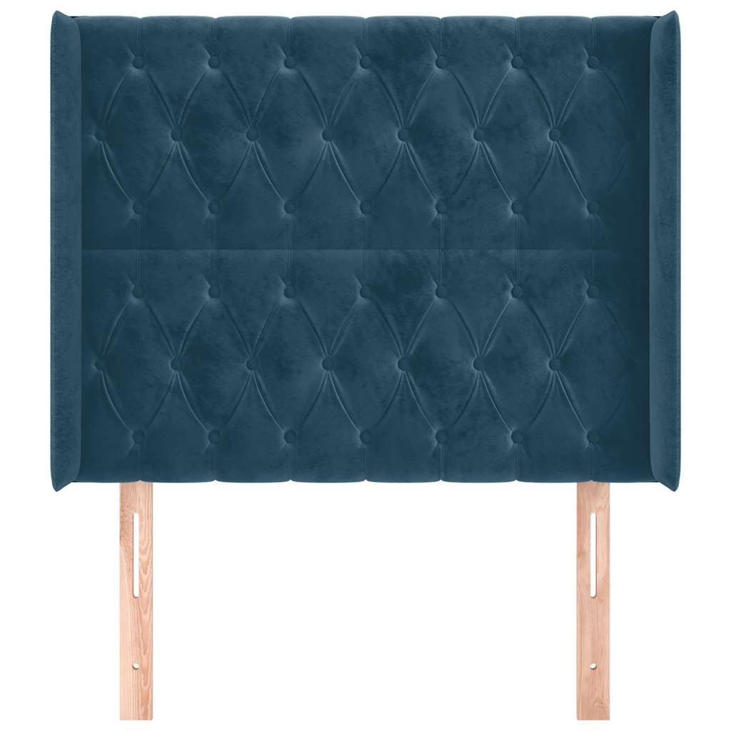 Uzglavlje s ušima tamnoplavo 103x16x118/128 cm baršunasto