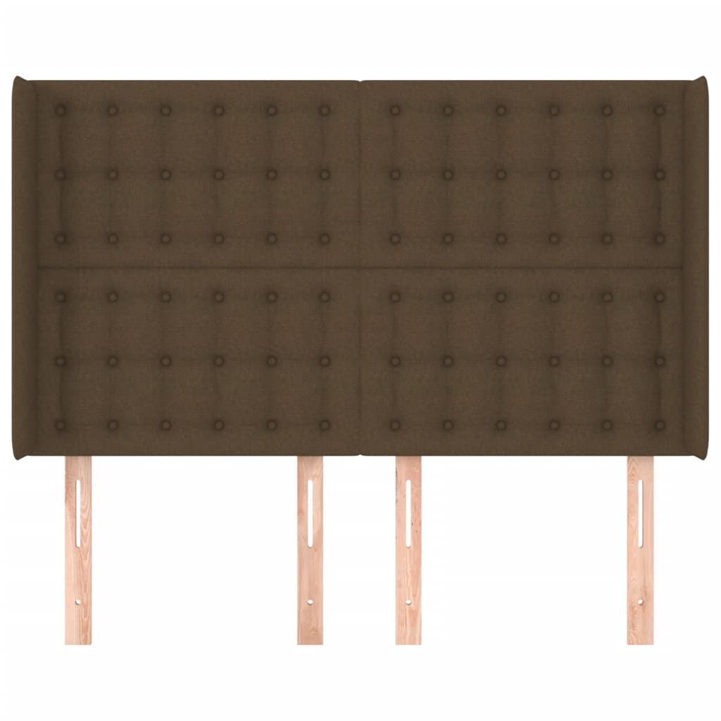 Uzglavlje s ušima tamnosmeđe 147x16x118/128 cm od tkanine