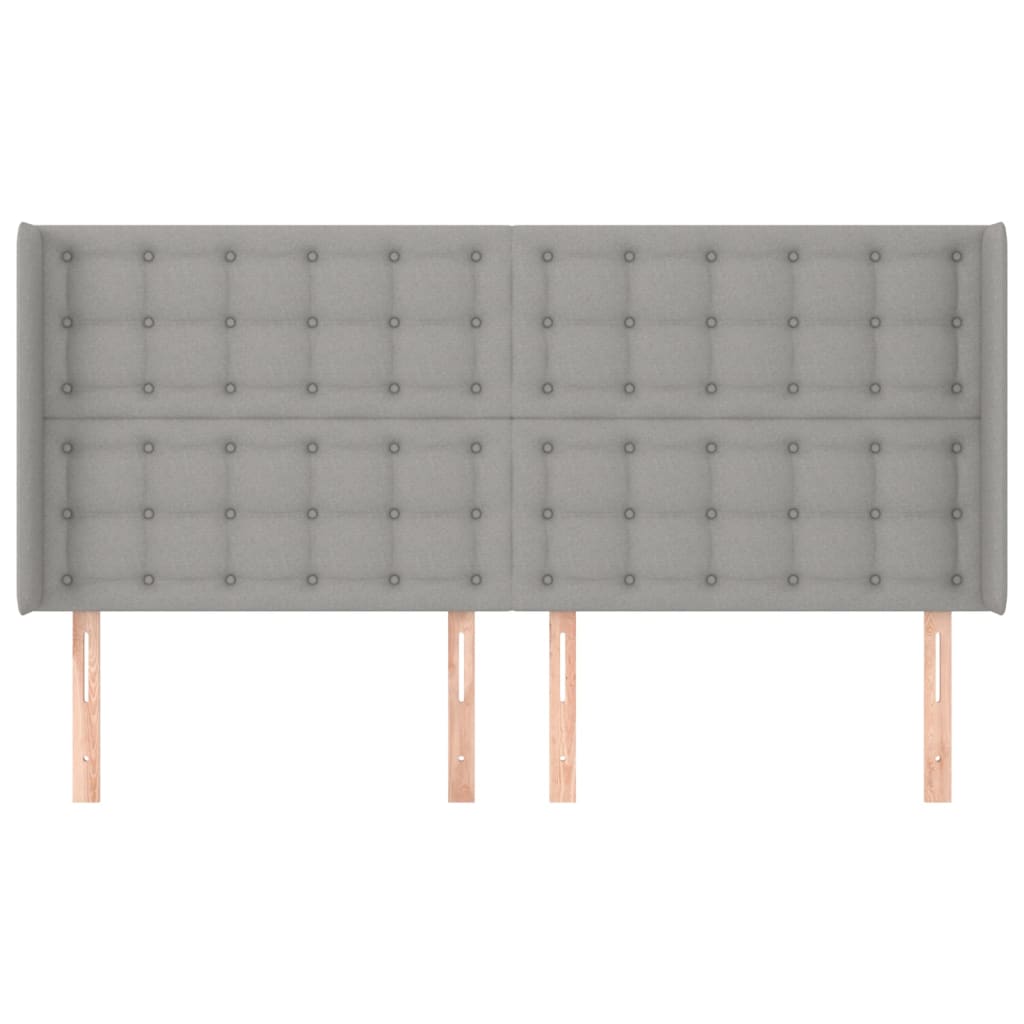 Uzglavlje s ušima svjetlosivo 183x16x118/128 cm od tkanine