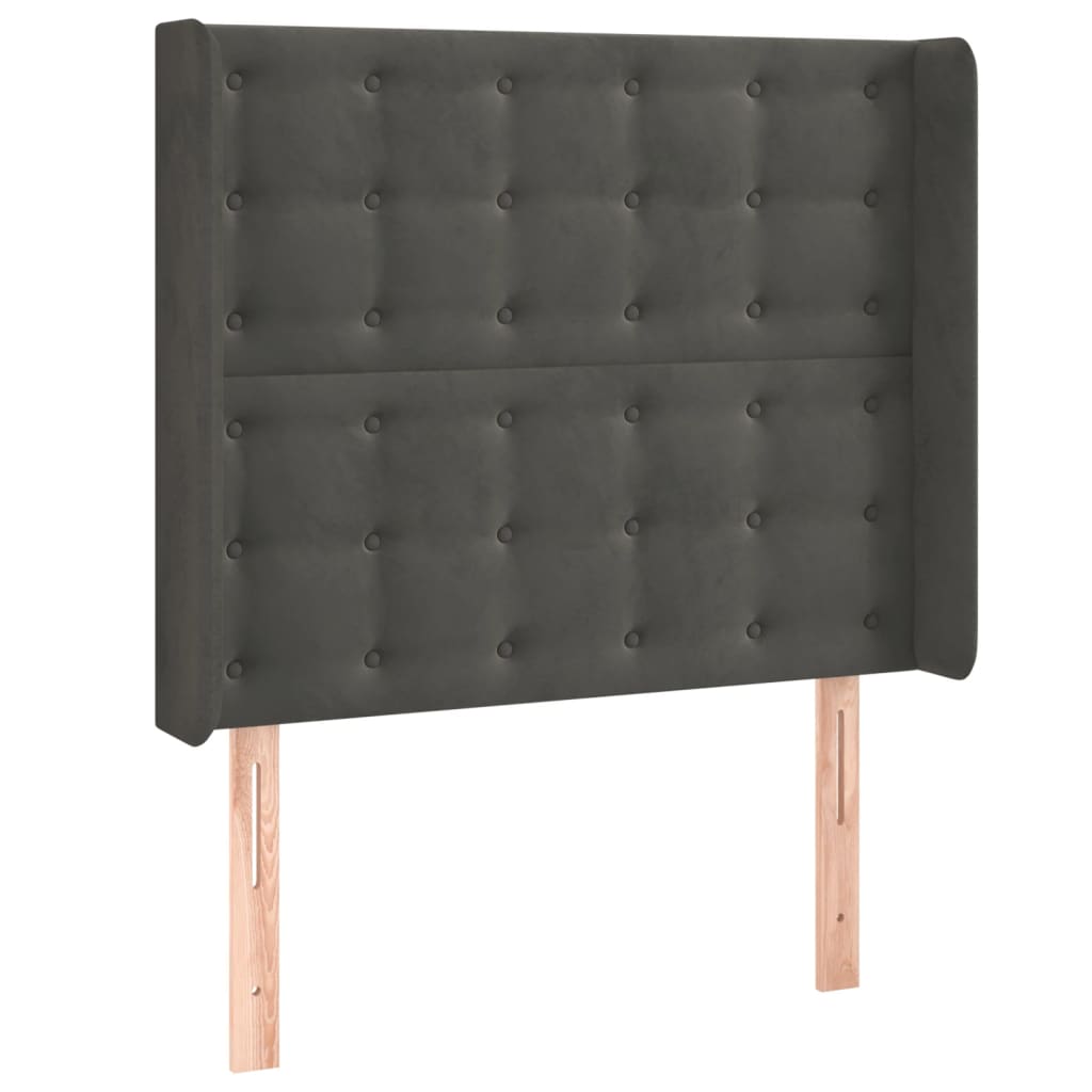 Uzglavlje s ušima tamnosivo 83x16x118/128 cm baršunasto