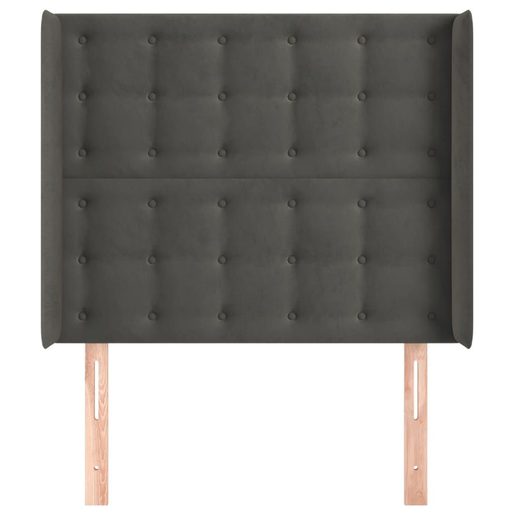 Uzglavlje s ušima tamnosivo 83x16x118/128 cm baršunasto