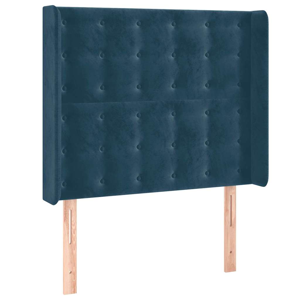 Uzglavlje s ušima tamnoplavo 83x16x118/128 cm baršunasto