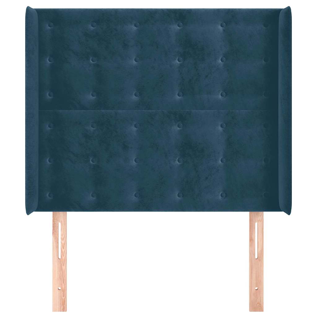 Uzglavlje s ušima tamnoplavo 83x16x118/128 cm baršunasto