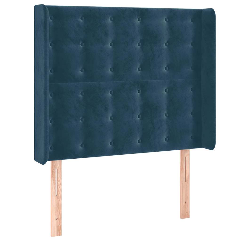 Uzglavlje s ušima tamnoplavo 103x16x118/128 cm baršunasto