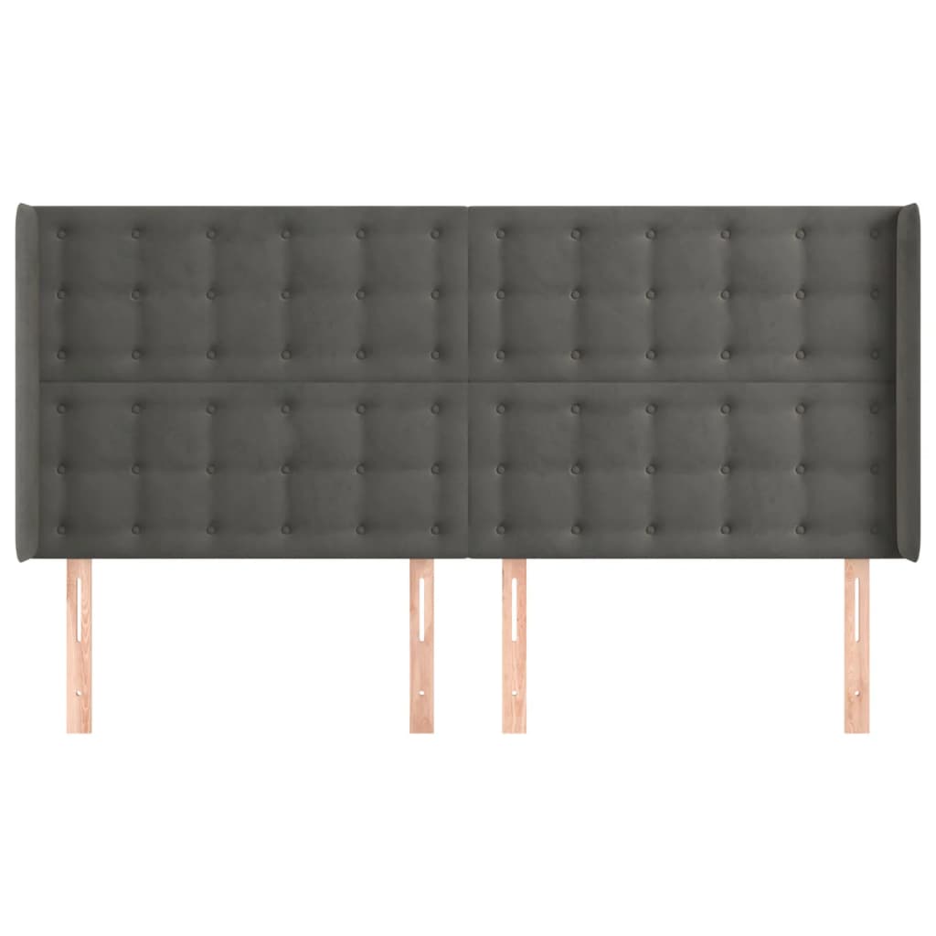 Uzglavlje s ušima tamnosivo 163x16x118/128 cm baršunasto